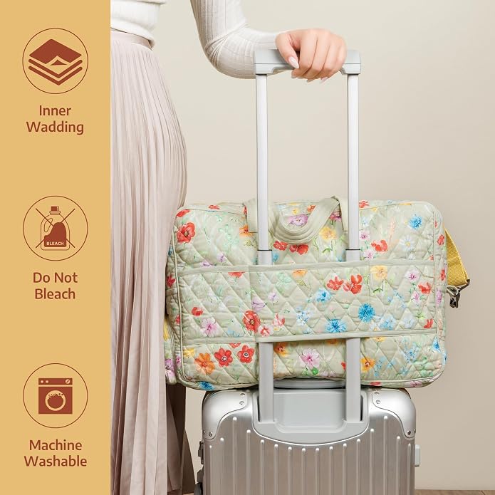Maison d' Hermine Weekender Bags for Women Cotton Quilted Duffel Overnight Luggage Weekend Bag for Men Gym Gifts Travel | Overnight Luggage Weekend Bag for Men Gym Sports Gifts Duffle bag Business Travellers Trip Spring Summer - Image 8