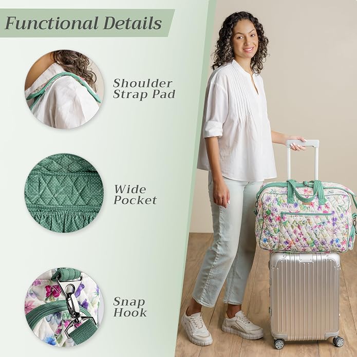 Maison d' Hermine Weekender Bags for Women Cotton Quilted Duffel Overnight Luggage Weekend Bag for Men Gym Gifts Travel | Overnight Luggage Weekend Bag for Men Gym Sports Gifts Duffle bag Business Travellers Trip Spring Summer - Image 4