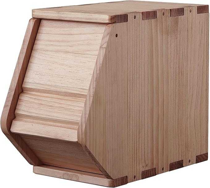Stackable Solid Wood Storage Chest,Hall Entryway Cabinet,Bins with Lids,Modular Wooden Multi-use Box,Closet Storage Organizers,Drawers,Potato,Onion,Bread,Classify by Items,7.75”W(1 Pack) by unununu