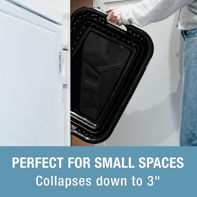 CleverMade Collapsible Plastic Laundry Basket, 39L Laundry Hamper, Black | Save Space in Small Laundry Rooms | Rigid Walls Hold 45 lb, Molded Handles Ease Carrying, and Flexible Panels Fold Flat - Image 7