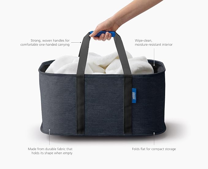 Joseph Joseph Hold-All, Collapsible 35L/9.25 Gallon Washing Laundry Basket Bag, Durable Fabric, Moisture Resistant - Carbon Black - Image 5