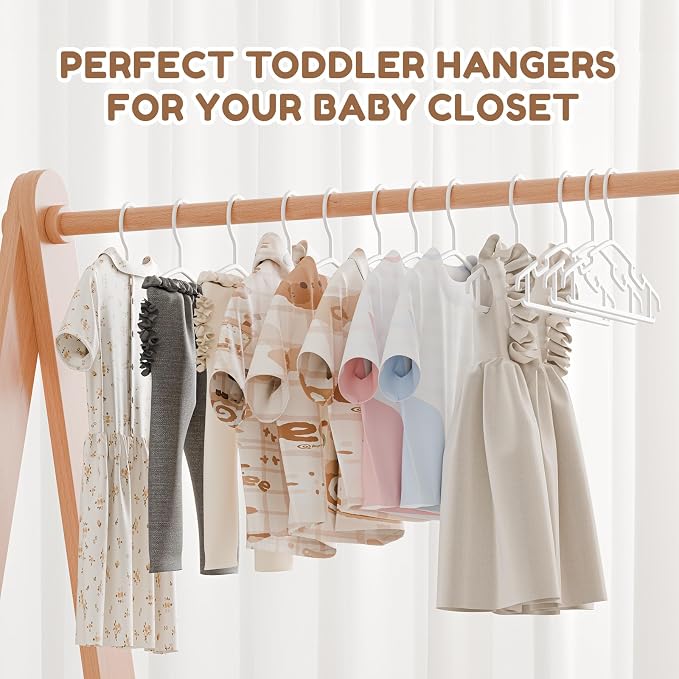 VILICK Kids Plastic Hangers, Baby Clothes Hangers for Closet 150 Packs Non-Slip Toddler Hangers for Infant Child Clothing, Small Children, for Pants Coats Skirts (White) - Image 6