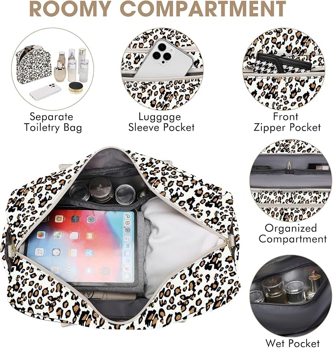 Travel Duffle Bag Weekender for Women - Carry-On Overnight Personal Item Bag with Shoe Compartment & Wet Pocket Large Weekend Tote Bags with Toiletry Hospital Bags for Labor and Delivery - Image 4