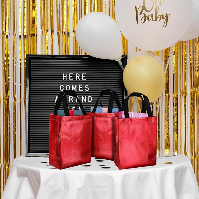 BLEWINDZ 100 Medium Reusable Gift Bags with Handles - Ideal Party Favors & Shopping Bags (10 Colors) - Image 3