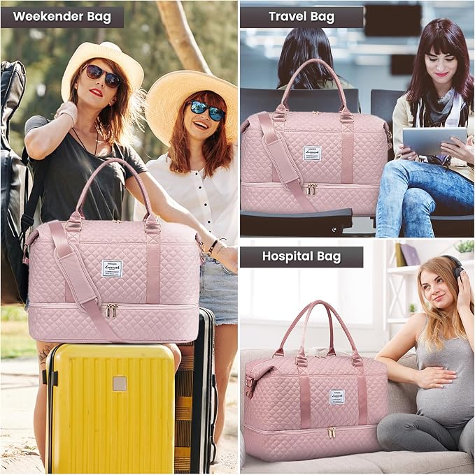 LOVEVOOK Travel Duffle Bag,Weekender Bags for Women with Shoe Compartment，Carry on Overnight Bag with Toiletry Bag,Gym Duffel Bag with Wet Pocket, Hospital Bags for Labor and Delivery - Image 2
