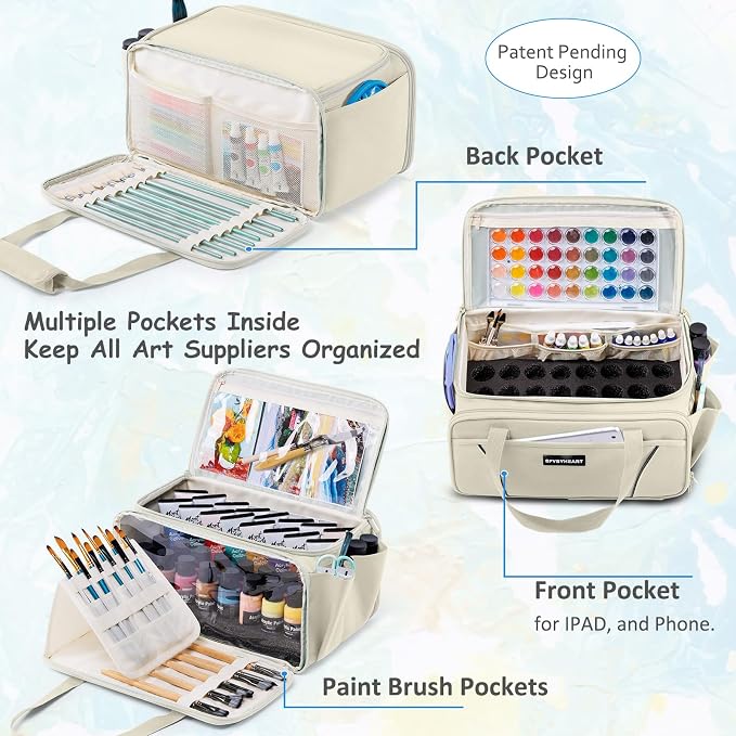 SFYBYHEART Acrylic Paint Storage, Craft Organizer, Art Supply Organizer, Art Tote Bags, Paints Brush Holder for Apple Barrel Acrylic Painting, Palette Board - Image 5