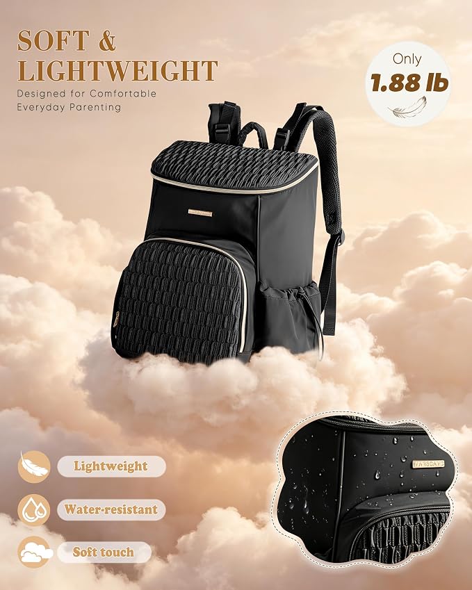 Marscamd Diaper Bag Backpack with Changing Pad, Large Baby Bag, Black | with Stroller Straps, Insulted Bottle Pockets, Luggage sleeve, for Travel & Labor Delivery - Image 4