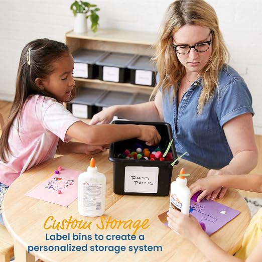 ECR4Kids Cubby Storage Plastic Bin with Lids, Multipurpose Organization, Black, 10-Piece | Durable plastic, GREENGUARD Gold Certified, 7 quart capacity, lightweight & nestable, easy-lift lids, classroom/home use - Image 4