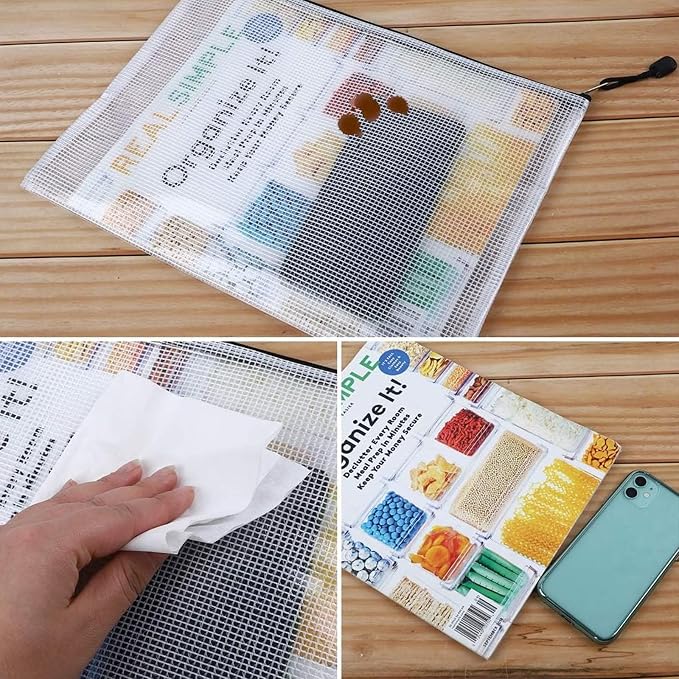 EOOUT 24pcs Mesh Zipper Pouch Bags, Plastic Zipper Bag for Organizing 13.5x9.5 Inches Letter Size, A4 Size, for Office Supplies - Image 5