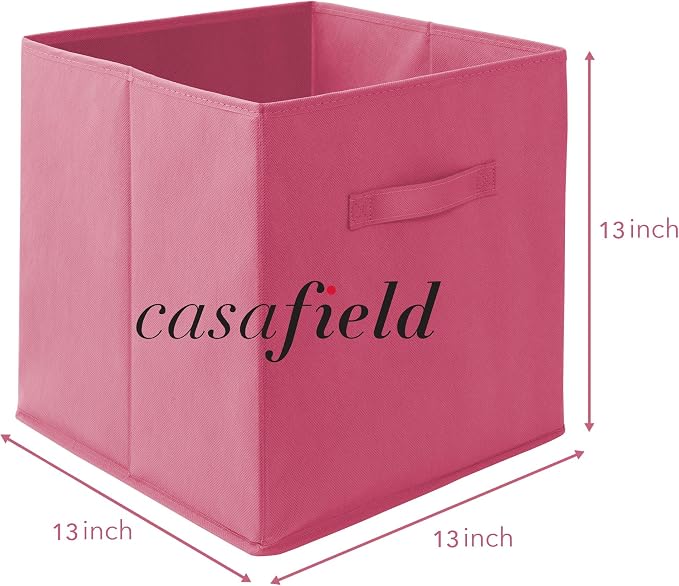 Casafield Set of 12 Collapsible Fabric Cube Storage Bins, Hot Pink - 13" Foldable Cloth Baskets for Shelves, Cubby Organizers & More - Image 7
