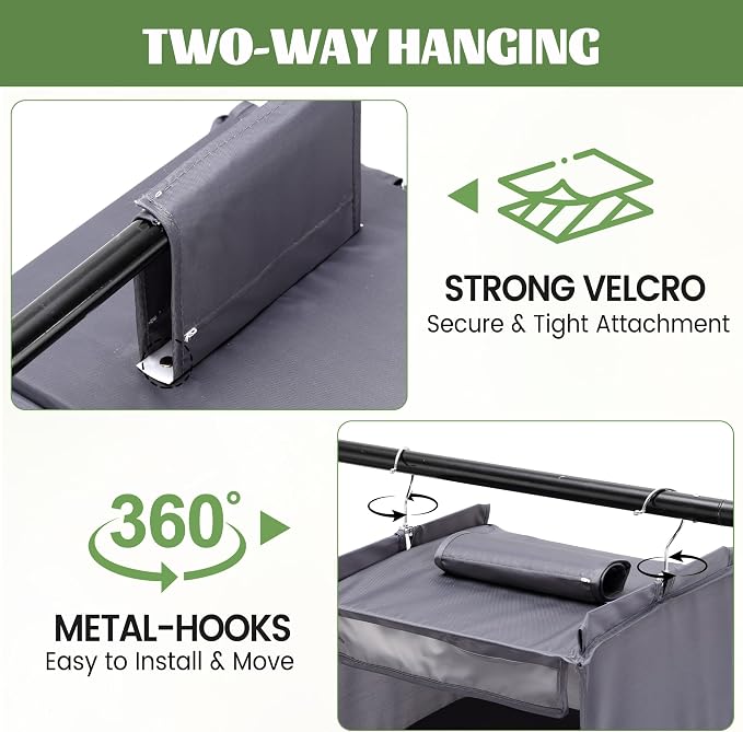2 Pack 6-Shelf Weekly Clothes Organizer for Kids, Hanging Daily Closet Organization with 6 Side Pockets, Days of The Week Clothing Divider Storage for Boys and Girls (Grey) - Image 3