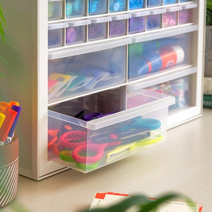 IRIS USA 36-Drawer Storage Cabinet, Bead Craft Supplies, Made in USA, White | Wall mountable, Stackable, Hardware, Electronics, Teacher Toolbox, Small Parts - Image 8