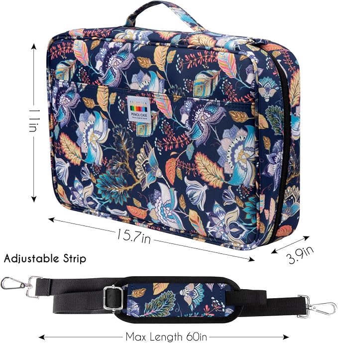 YOUSHARES Big Capacity Colored Pencil Case - 480 Slots large Pen Case Organizer with Multilayer Holder for Prismacolor Colored Pencils & Gel Pen (Retro Flower) - Image 2