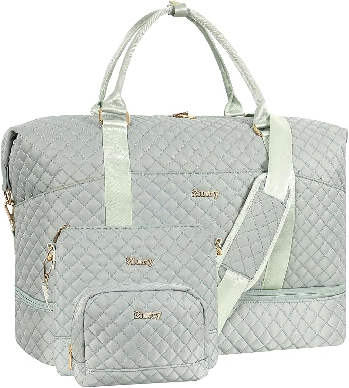 Weekender Bag, Large Travel Duffel Bag for Women, Carry on Overnight Bag with Shoe Compartment and Toiletry Bags by Stuery