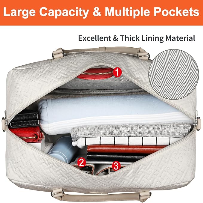 Weekender Bags for Women, 21" Travel Duffle Bag with Shoe Compartment | 3PCS Carry On Overnight Large Duffel Bag with Crossbody Bag and Toiletry Bag for Weekend Travel Gym Hospital Business Trip - Image 7