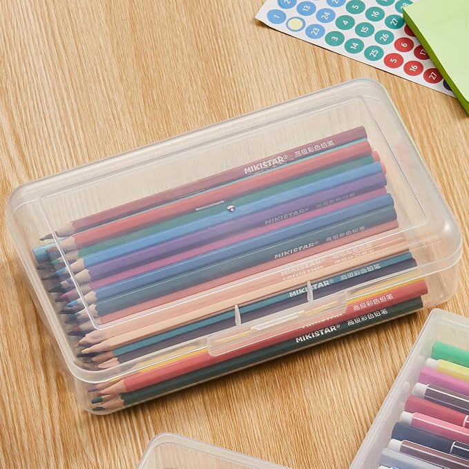 4 Pack Rectangular Clear Plastic Storage Containers, 8x4.7x2.3 inch | Hinged Lid, For Beads and Small Craft Items - Image 5