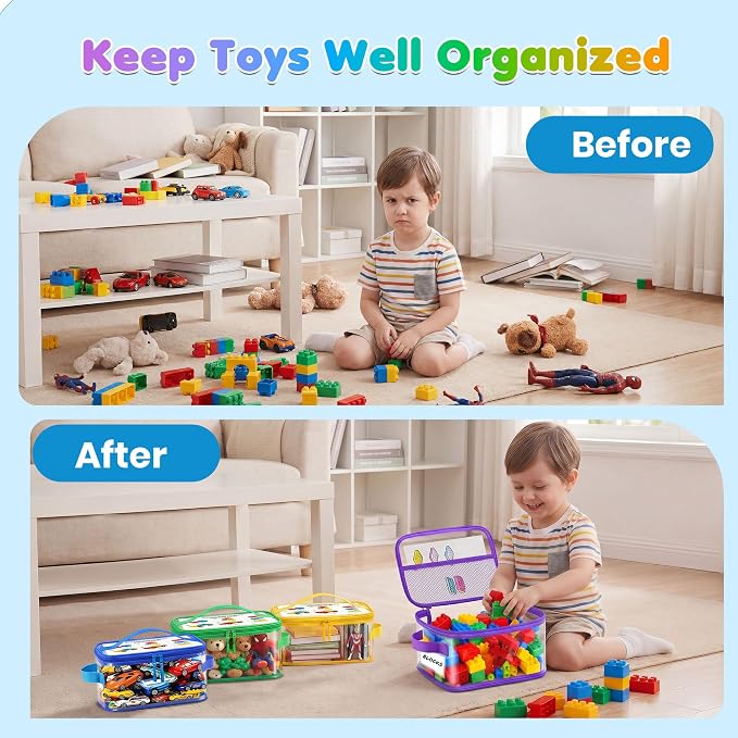 6-Pack Extra Large Clear Toy Storage Bags Transparent Waterproof With Zippers & Labels Durable Reusable Organizer for Blocks,Puzzles & Games - Image 7