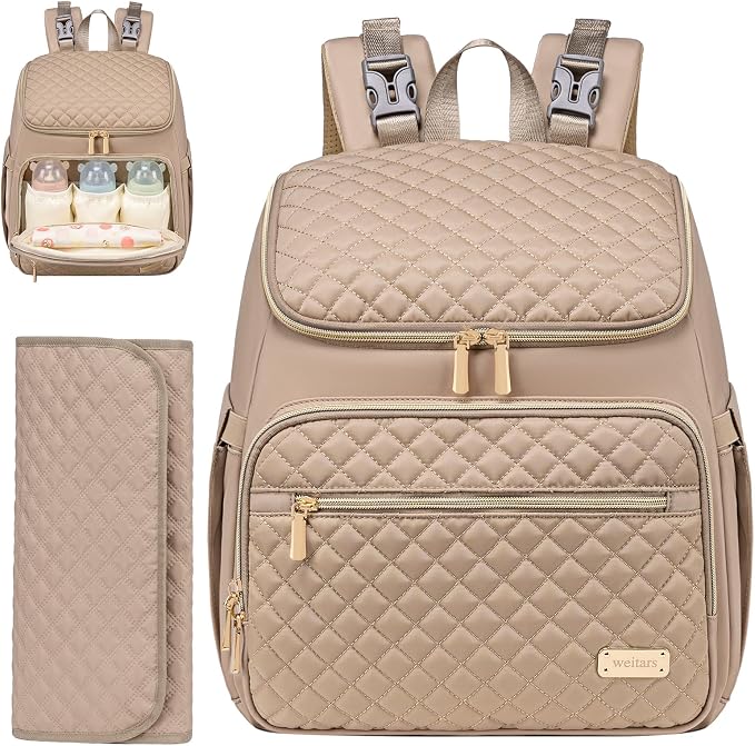 Diaper Bag Backpack Large Baby Diaper Bag with Changing Pad Travel Diaper Backpack,Baby Bag for Boys Girls,Stroller Straps,5 Insulated Pockets (Khaki) - Image 8