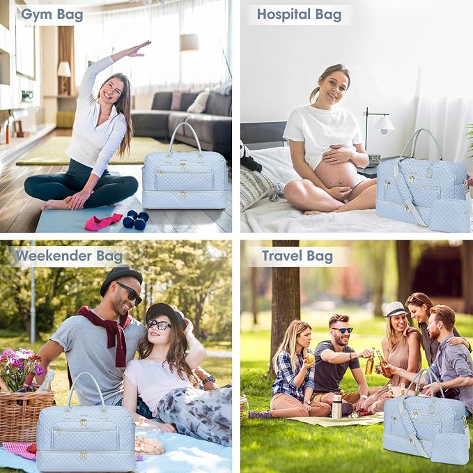 Travel Duffle Bag Weekender for Women - Carry-On Overnight Bag Personal Item Bag with Shoe Compartment & Wet Pocket Large Weekend Tote Bags with Toiletry Bag Hospital Bags for Labor and Delivery - Image 6