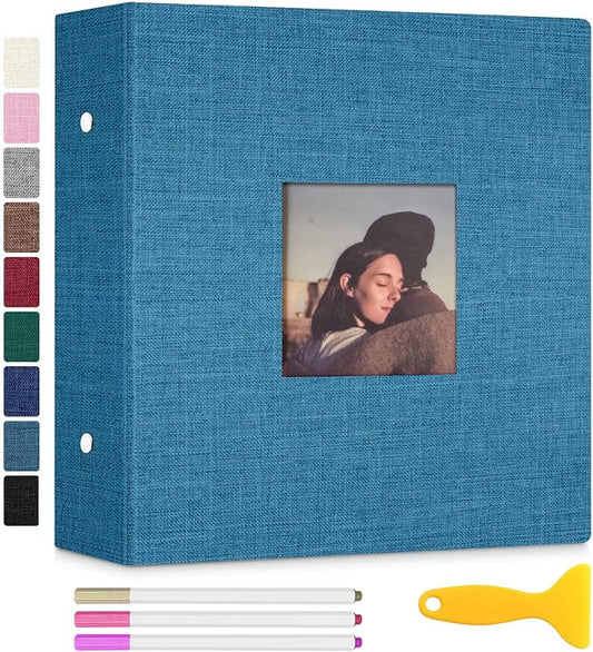 Zesthouse Large 18In Photo Album Self Adhesive 60 Pages, 3-Ring Scrapbook Albums Holds 8x10 5x7 4x6 Photos, DIY Magnetic Picture Book with Writing Space, Gift for Family Wedding Baby by Zesthouse