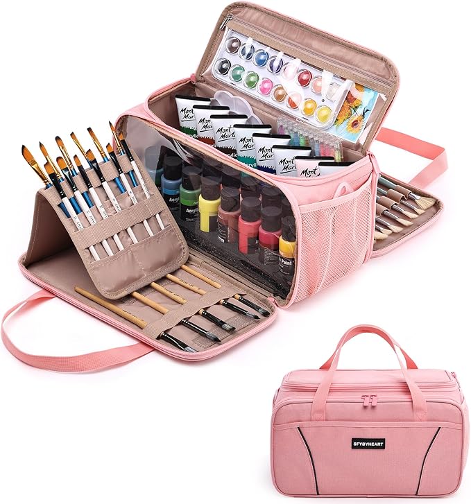 SFYBYHEART Acrylic Paint Storage, Craft Organizer, Art Supply Organizer, Art Tote Bags, Paints Brush Holder for Apple Barrel Acrylic Painting, Palette Board by SFYBYHEART