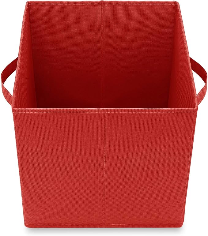 Casafield Set of 12 Collapsible Fabric Cube Storage Bins, Red - 11" Foldable Cloth Baskets for Shelves, Cubby Organizers & More - Image 4