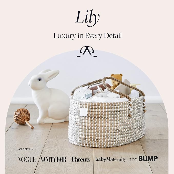 BEBE BASK Premium Baby Diaper Caddy Organizer - Basket With Cotton Divider | Award Winner, Handmade, Seagrass Caddy Basket, Newborn Essentials, Nursery Basket, Removable Divider, Baby Shower (Natural) - Image 2