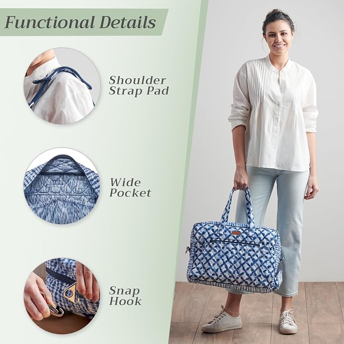 Maison d' Hermine Weekender Bags for Women Cotton Quilted Duffel Overnight Luggage Weekend Bag for Men Gym Gifts Travel | Overnight Luggage Weekend Bag for Men Gym Sports Gifts Duffle bag Business Travellers Trip Spring Summer - Image 5