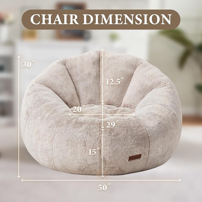 Hobestluk Large Bean Bag Chair for Adults to Relax, Donut-Shaped (Brown) | Special Donut Design, Memory Foam Filling, Comfortable Stuffed Sofa, Relaxing, Reading or Playing, Soft Plush Faux Fur Fabric - Image 2