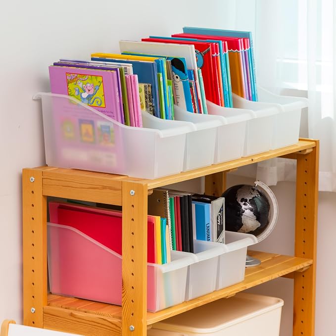 IRIS USA 8-Pack, Connecting Book Bin Organizer Magazine Holder, Clear | Organize books, folders, school supplies and classroom materials with connecting storage for teachers and students - Image 4