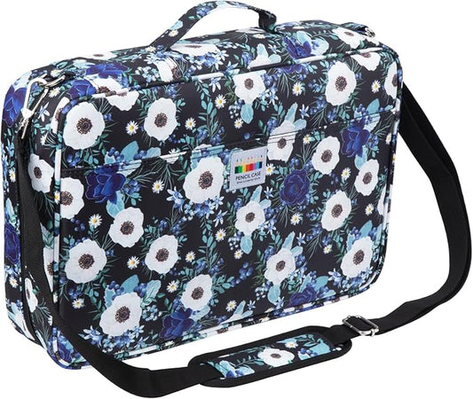 YOUSHARES Big Capacity Colored Pencil Case - 480 Slots large Pen Case Organizer with Multilayer Holder for Prismacolor Colored Pencils & Gel Pen (Silver Lotus) by YOUSHARES