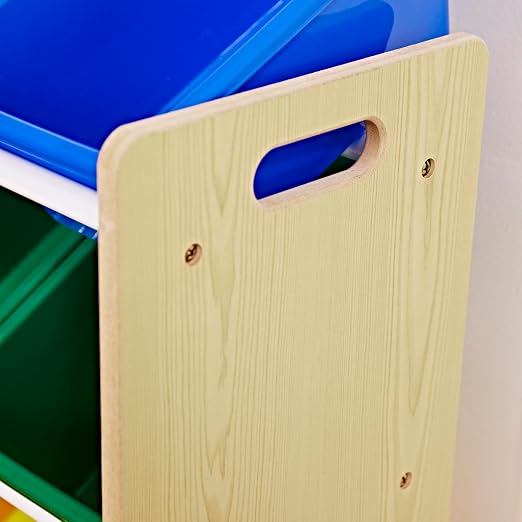 ECR4Kids 4-Tier Organizer with 12 Removable Plastic Bins, 4x3, Toy Storage, Natural/Primary | Durable plastic bins, MDF panels, steel frame, GREENGUARD Gold Certified, 48 lb capacity, anti-tip kit, playroom/classroom - Image 8