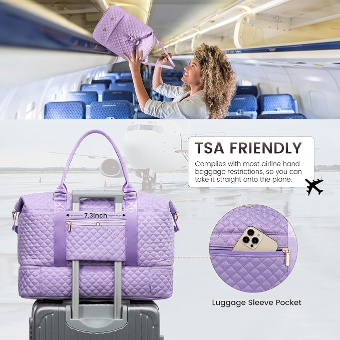 LOVEVOOK Travel Duffle Bag,Weekender Bags for Women with Shoe Compartment，Carry on Overnight Bag with Toiletry Bag,Gym Duffel Bag with Wet Pocket, Hospital Bags for Labor and Delivery - Image 4