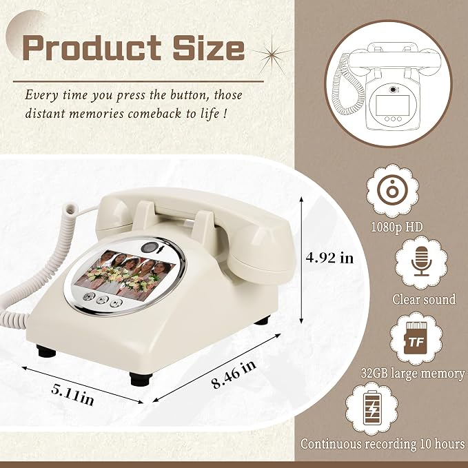 Video Audio Guest Book Wedding Phone,1080P HD Video Phone Guestbook, Preserve Your Special Occasions, Ideal for Wedding Bridal Shower, Birthday, Graduations, Baby Shower(02) - Image 2