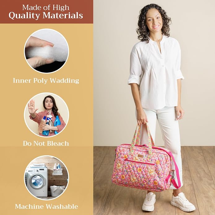 Maison d' Hermine Weekender Bags for Women Cotton Quilted Duffel Overnight Luggage Weekend Bag for Men Gym Gifts Travel | Overnight Luggage Weekend Bag for Men Gym Sports Gifts Duffle bag Business Travellers Trip Spring Summer - Image 2
