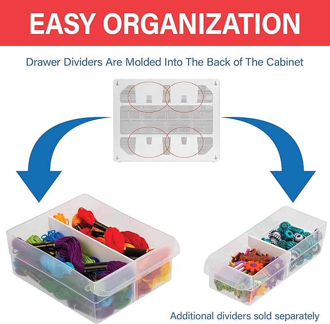 Akro-Mils 24-Drawer Plastic Storage Cabinet, 20" W x 6" D x 16" H, White | Plastic Cabinet w/ Drawers for Garage Organization, Beads, Building Bricks Storage, Teacher Toolbox, Makeup Organizer, 10124 - Image 5