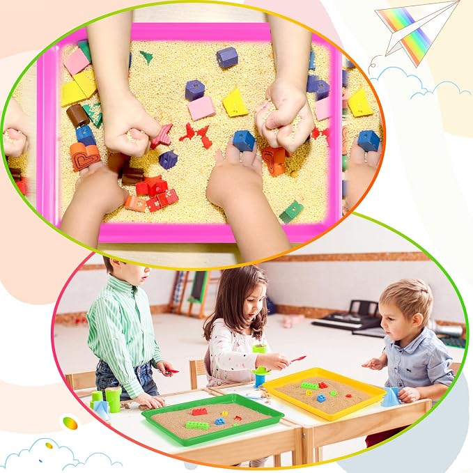 Maitys 15 Pack Plastic Art Trays 12 x 16 Inch Activity Crafts Trays Sensory Tray DIY Projects, Painting, Beads, Jewelry Office Home Organizer Arts and Crafts Supplies(Bright Color) - Image 5