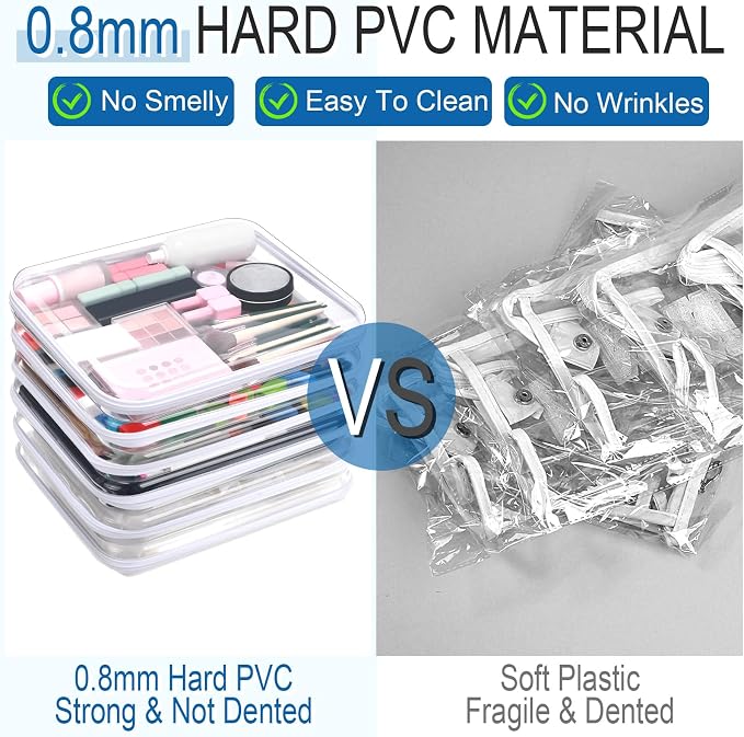 Sanwuta 6 Clear Hard Zipper Case,White,13.78 X 11.81 X 2 Inch | Pencil Case Pouches ,Makeup Bag,Plastic Toiletry Diaper Bag ,Travel Toy Storage,Waterproof Organizer Bins - Image 4