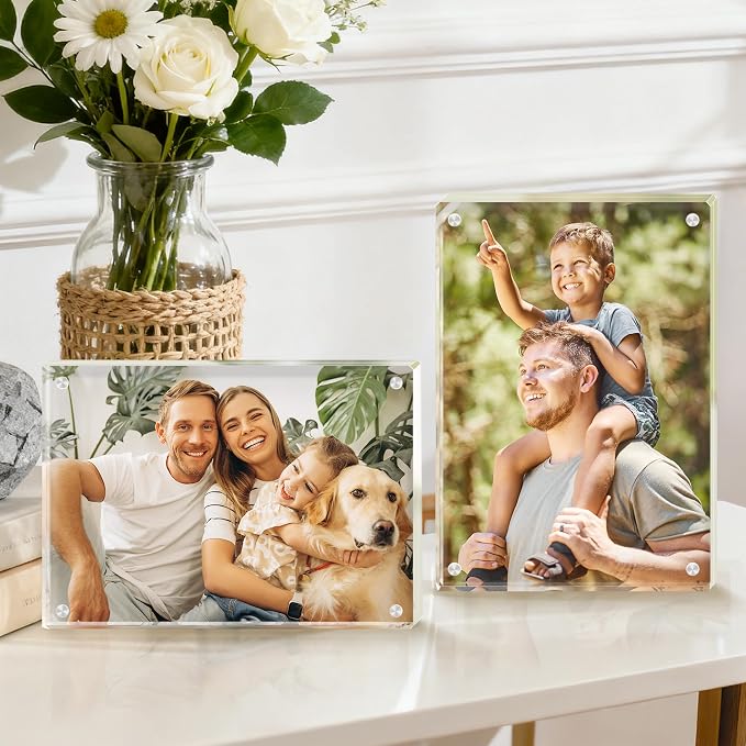 4x6 Acrylic Picture Frame Set of 6, 20mm Thick, Table Display | Double-Sided Transparent Magnetic Frameless Photo Frame, for Photos, Fits Home, Office - Image 7
