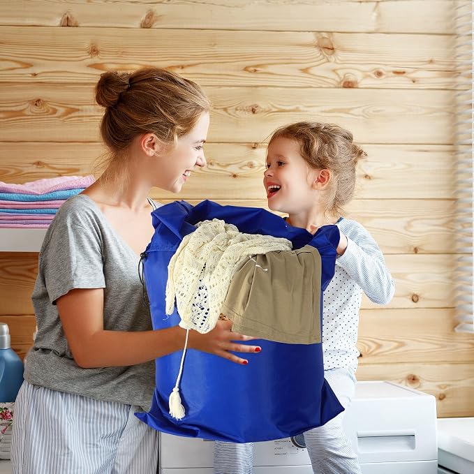 Woanger 12 Pack 28 x 45 Inch Extra Large Laundry Bags Bulk, Blue | Washable Polyester, Drawstring Closure, For Clothes and Bedding, Foldable for College Dorms, Hotels, Camping and Travel - Image 6