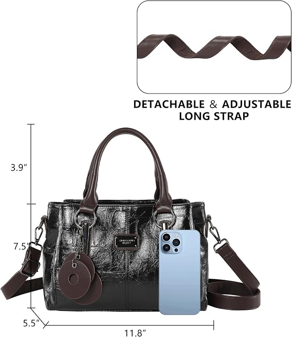 Handbags and Purses for women Vegan Leather Tote Bag for Women Satchel Shoulder Bags Travel Purse with Compartments - Image 4