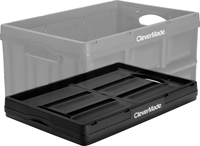 CleverMade Collapsible Storage Bin, 46L Crate, Holds Up to 75 lb, Black - Image 2