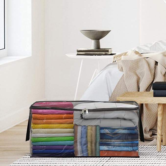 Covers & all Clear Storage Bag, 90 litres Large size, Heavy Duty 20 mil Clear PVC fabric, Multi-purpose Organizer with zipper and handles (23”L x 17"W x 14"H, Pack of 10) - Image 5