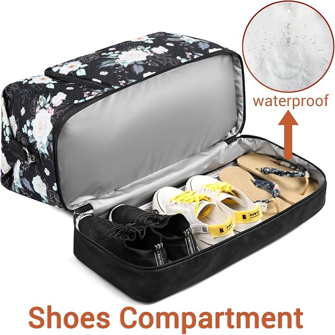 TIBES Travel Weekender Bag for Women, Overnight Bag with Shoe Compartment | 3PCS Large Travel Duffel Bag for Gym, Travel, Hospital, Business Trip, Carry On Tote, Wet & Dry Separation, Water Resistant - Image 3