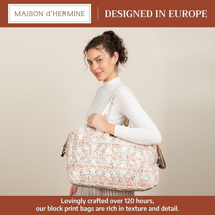 Maison d' Hermine Weekender Bags for Women Cotton Quilted Duffel Overnight Luggage Weekend Bag for Men Gym Gifts Travel | Overnight Luggage Weekend Bag for Men Gym Sports Gifts Duffle bag Business Travellers Trip Spring Summer - Image 3
