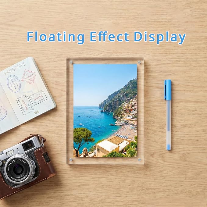 Meetu Acrylic Picture Frame 5x7 Tabletop Photo Frame Magnetic Double Sided Frame Free Standing Desktop for Display Document, Certificate, Photograph, Artwork in Office Room - Image 4