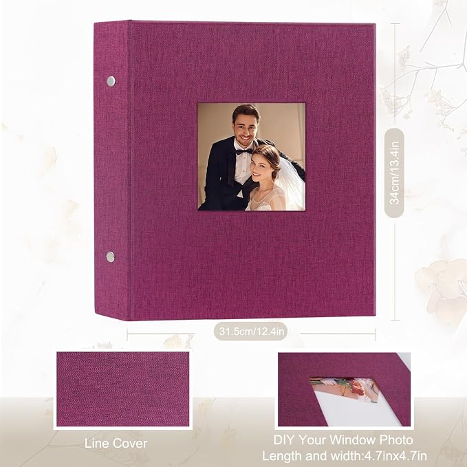 Photo Album 6x4 1000 Pockets Slip in Large Capacity Album for Family Wedding Anniversary Linen Album Book Holds 1000 Horizontal and Vertical 10x15cm Photos(1000 Pockets, Purple) - Image 2