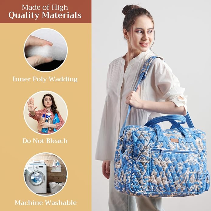 Maison d' Hermine Weekender Bags for Women Cotton Quilted Duffel Overnight Luggage Weekend Bag for Men Gym Gifts Travel | Overnight Luggage Weekend Bag for Men Gym Sports Gifts Duffle bag Business Travellers Trip Spring Summer - Image 2