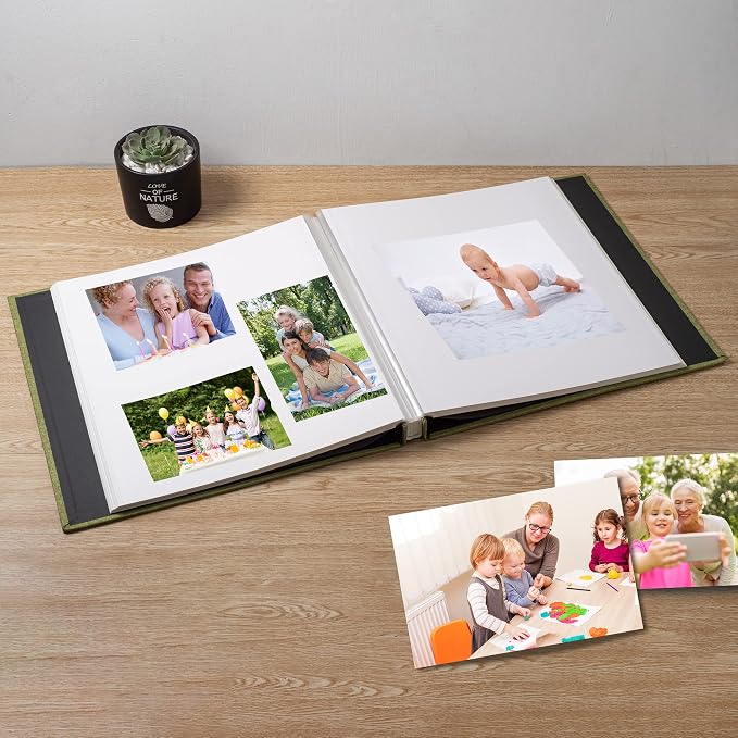 Large Photo Album Scrapbook, Holds 4x6, 8x10 Pictures, Self-Adhesive Pages for Baby, Wedding, Travel & Family Memories, Includes Metallic Pen & Scraper, DIY Memory Book for Gifts 13"x12.8" 60 Pages - Image 3