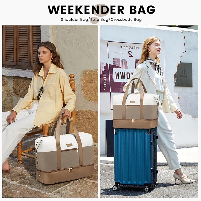 LOVEVOOK Weekender Bag for Women, Large Duffle Bag for Travel with 2 Packing Cubes, Carry on Overnight Bag with Shoe Compartment, Mom Hospital Bags for Labor and Delivery - Image 3